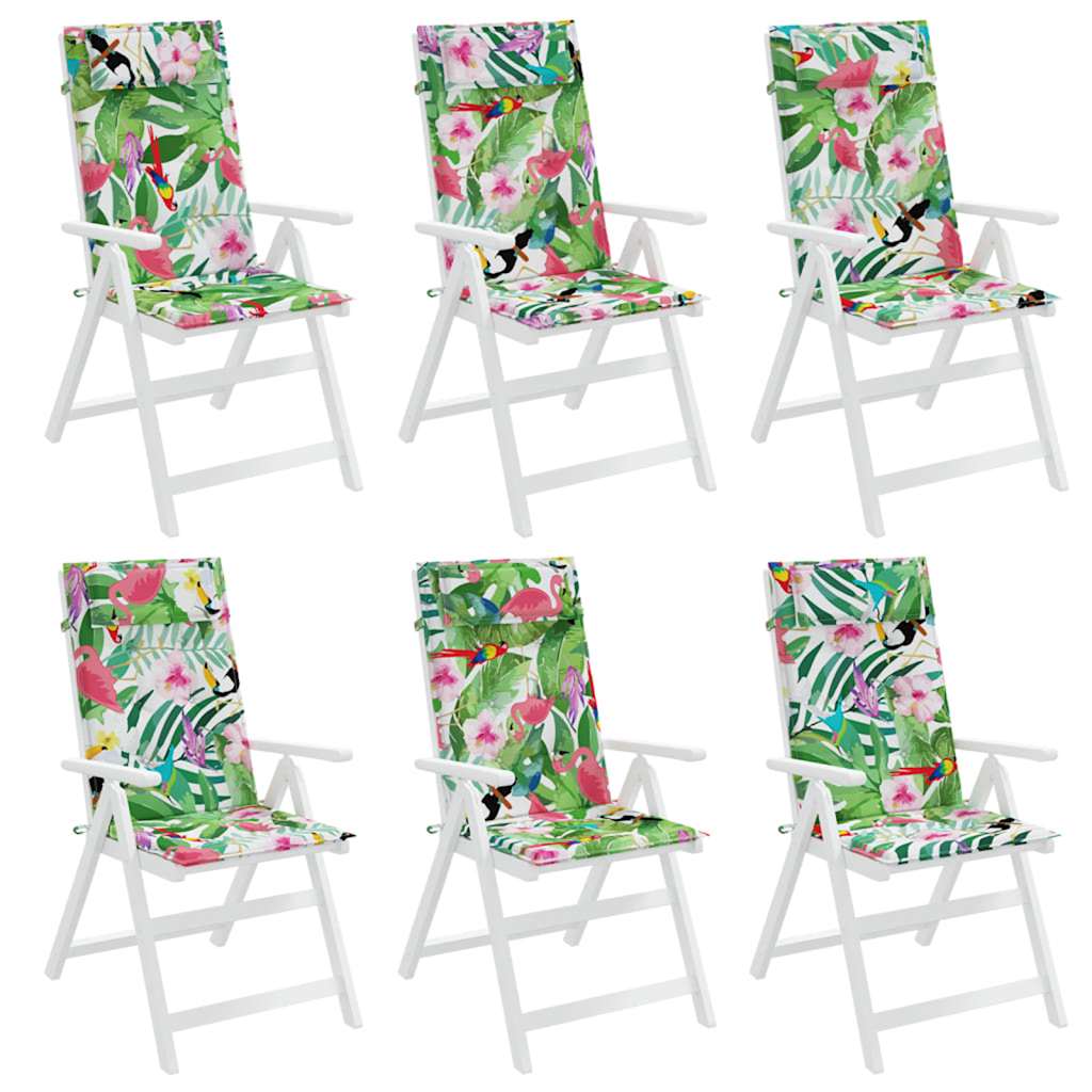 Cuscini per Sedia Schienale Alto 6pz Multicolore Tessuto Oxford