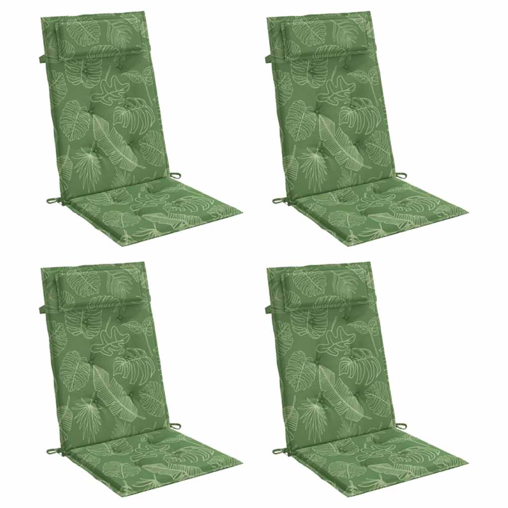 Cuscini Sedia Schienale Alto 4 pz Motivo Foglie Tessuto Oxford | homemem39