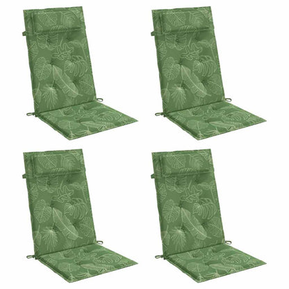 Cuscini Sedia Schienale Alto 4 pz Motivo Foglie Tessuto Oxford | homemem39