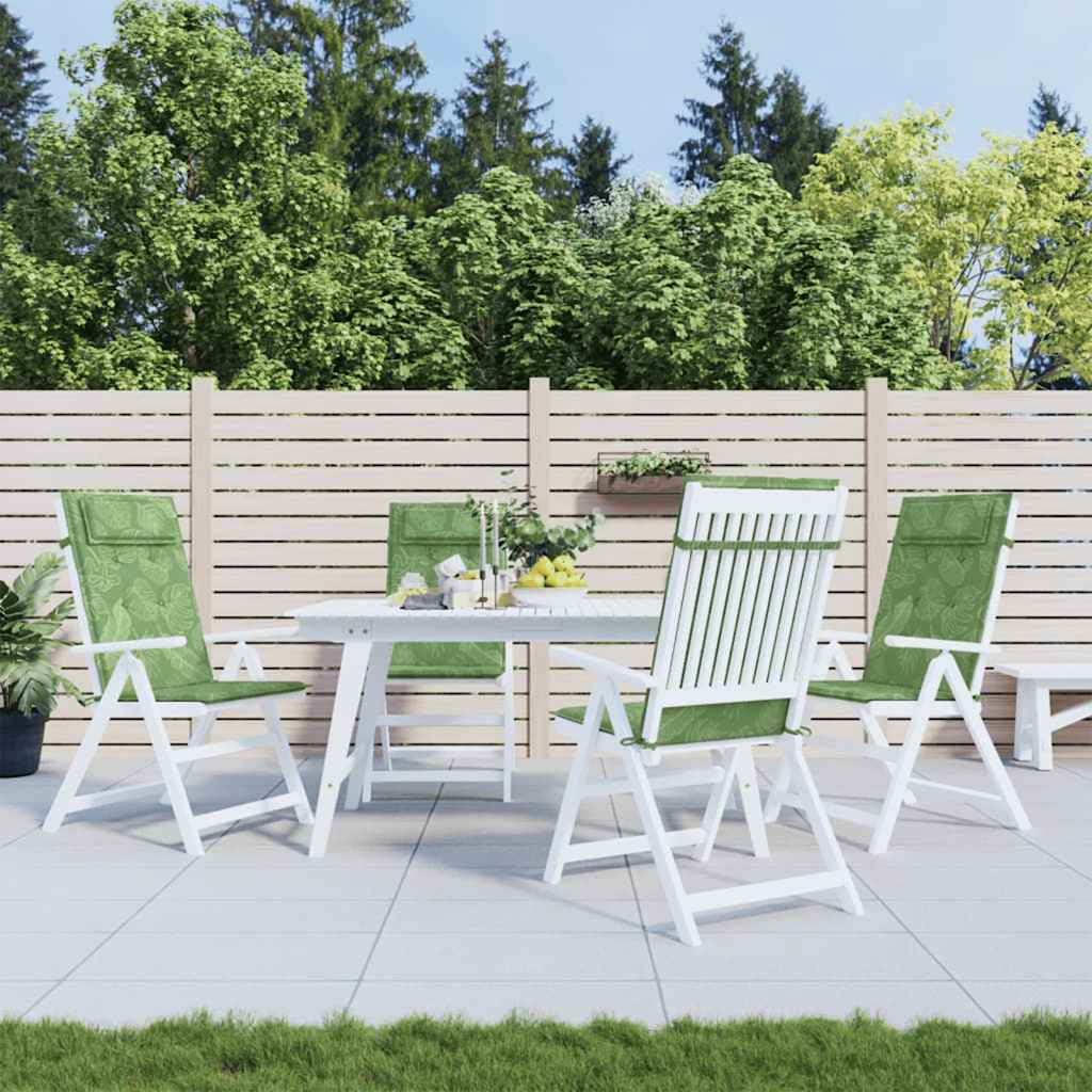 Cuscini Sedia Schienale Alto 4 pz Motivo Foglie Tessuto Oxford | homemem39