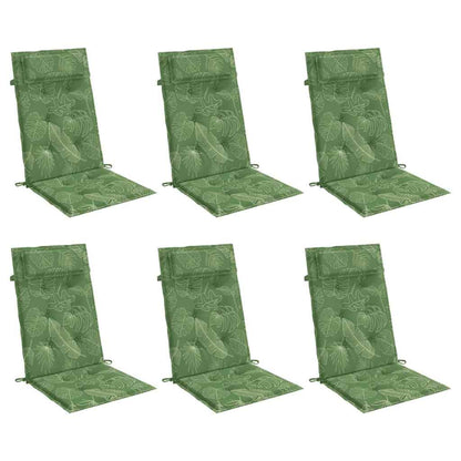 Cuscini Sedia Schienale Alto 6 pz Motivo Foglie Tessuto Oxford | homemem39