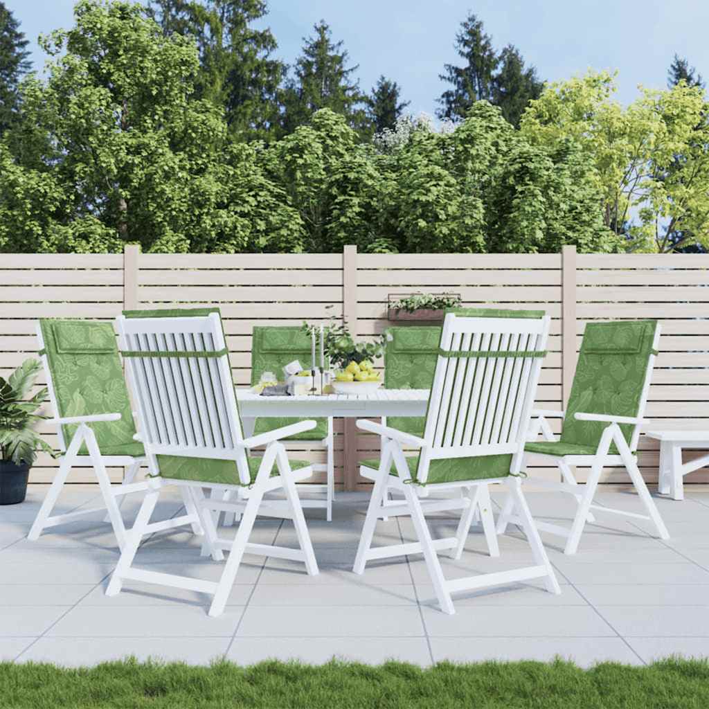 Cuscini Sedia Schienale Alto 6 pz Motivo Foglie Tessuto Oxford | homemem39