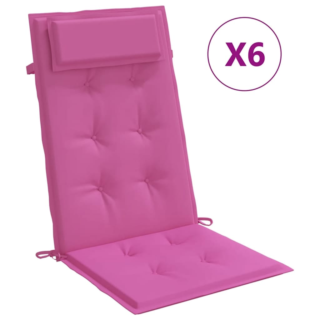Cuscini per Sedia con Schienale Alto 6pz Rosa in Tessuto Oxford | homemem39