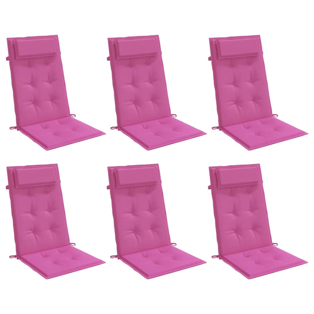 Cuscini per Sedia con Schienale Alto 6pz Rosa in Tessuto Oxford | homemem39