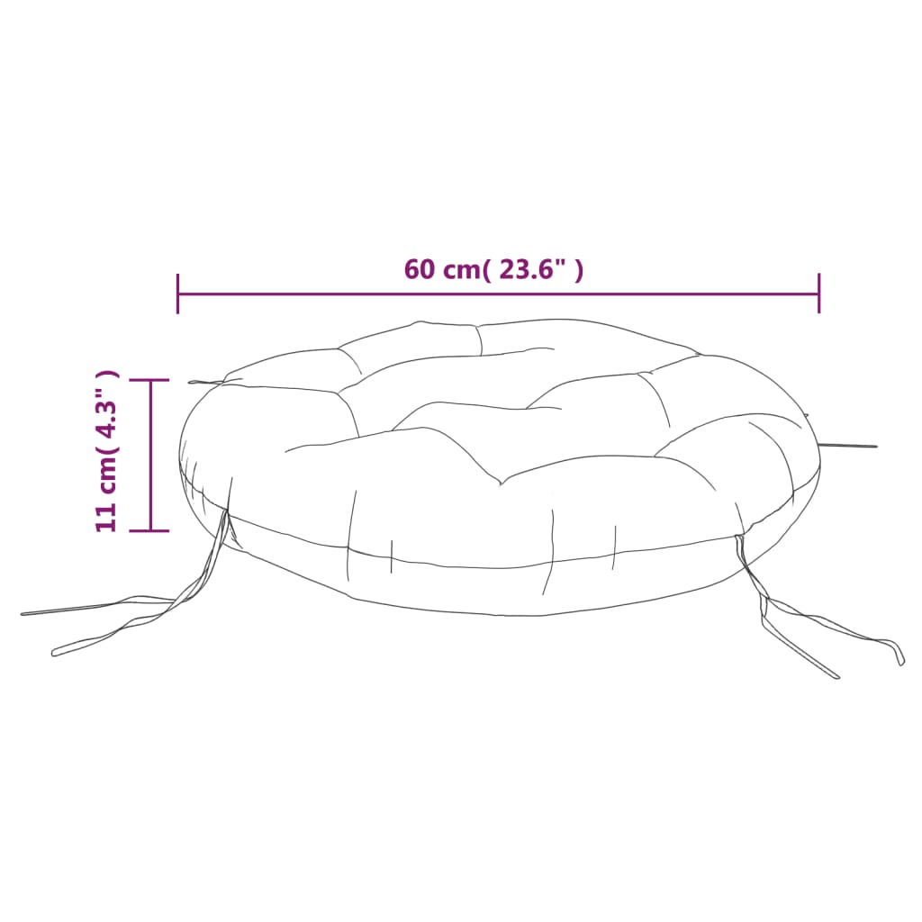Cuscino Rotondo Antracite Ø 60x11 cm in Tessuto Oxford | homemem39