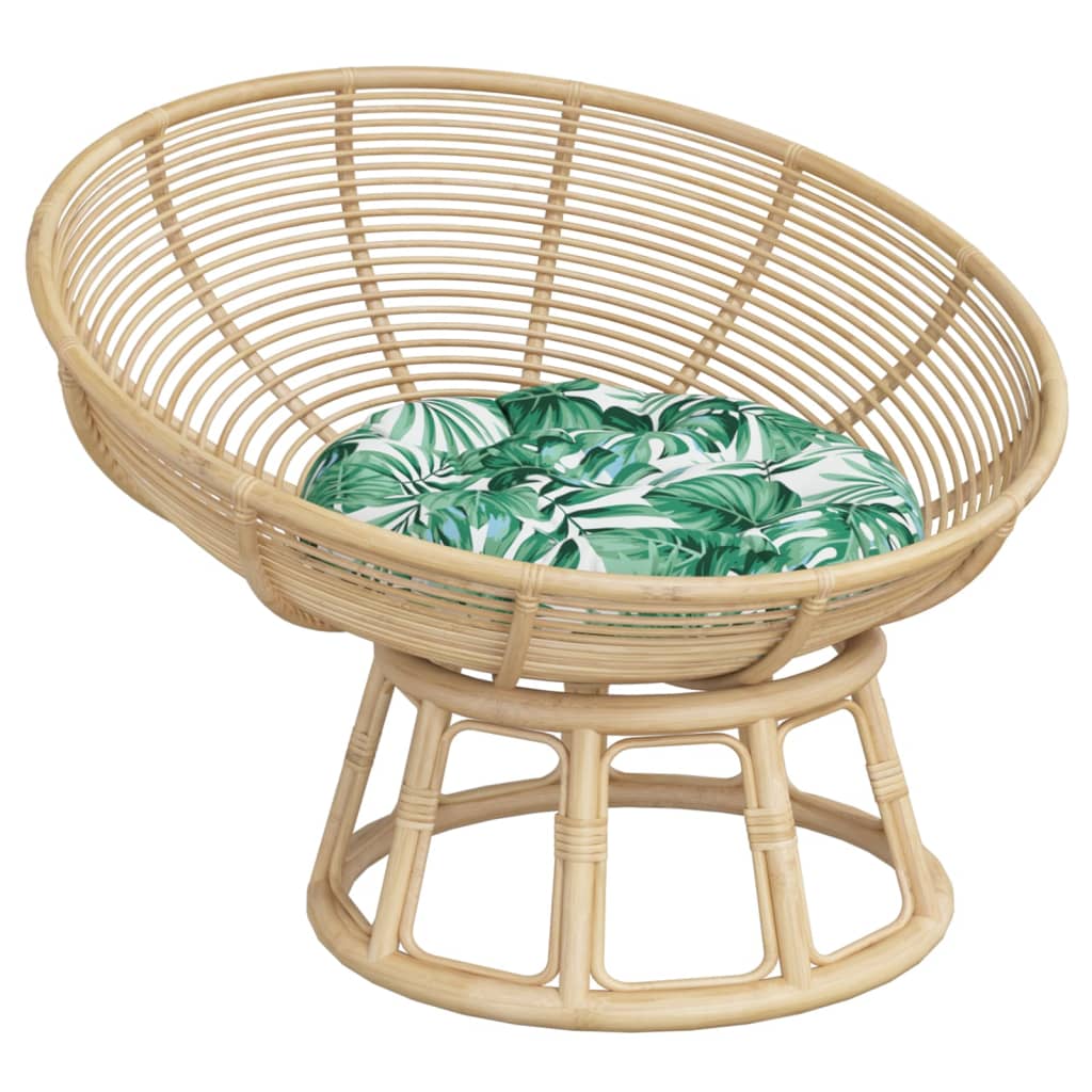 Cuscino Rotondo Motivo a Foglie Ø 60x11 cm in Tessuto Oxford | homemem39