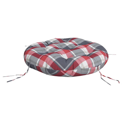 Cuscino Rotondo Rosso Motivo a Quadri Ø 60x11 cm Tessuto Oxford