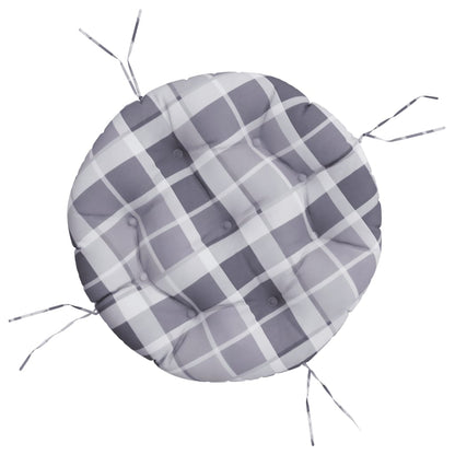 Cuscino Rotondo Grigio Motivo a Quadri Ø 60x11cm Tessuto Oxford | homemem39