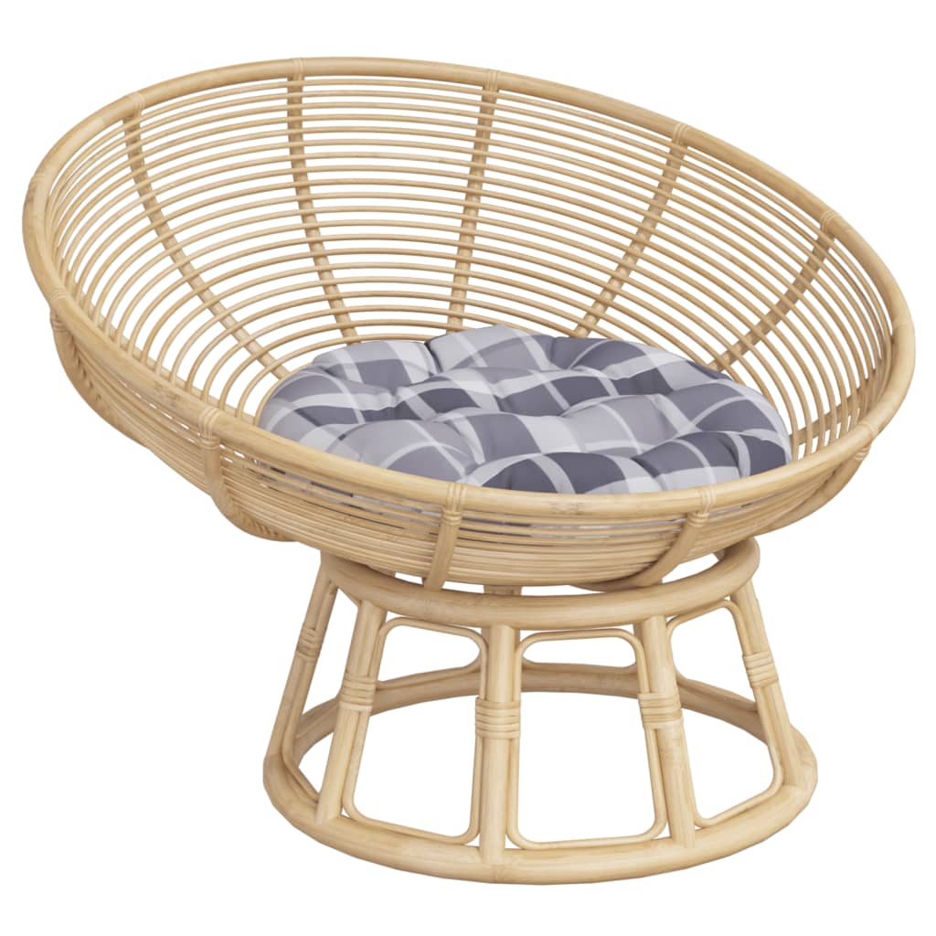 Cuscino Rotondo Grigio Motivo a Quadri Ø 60x11cm Tessuto Oxford | homemem39