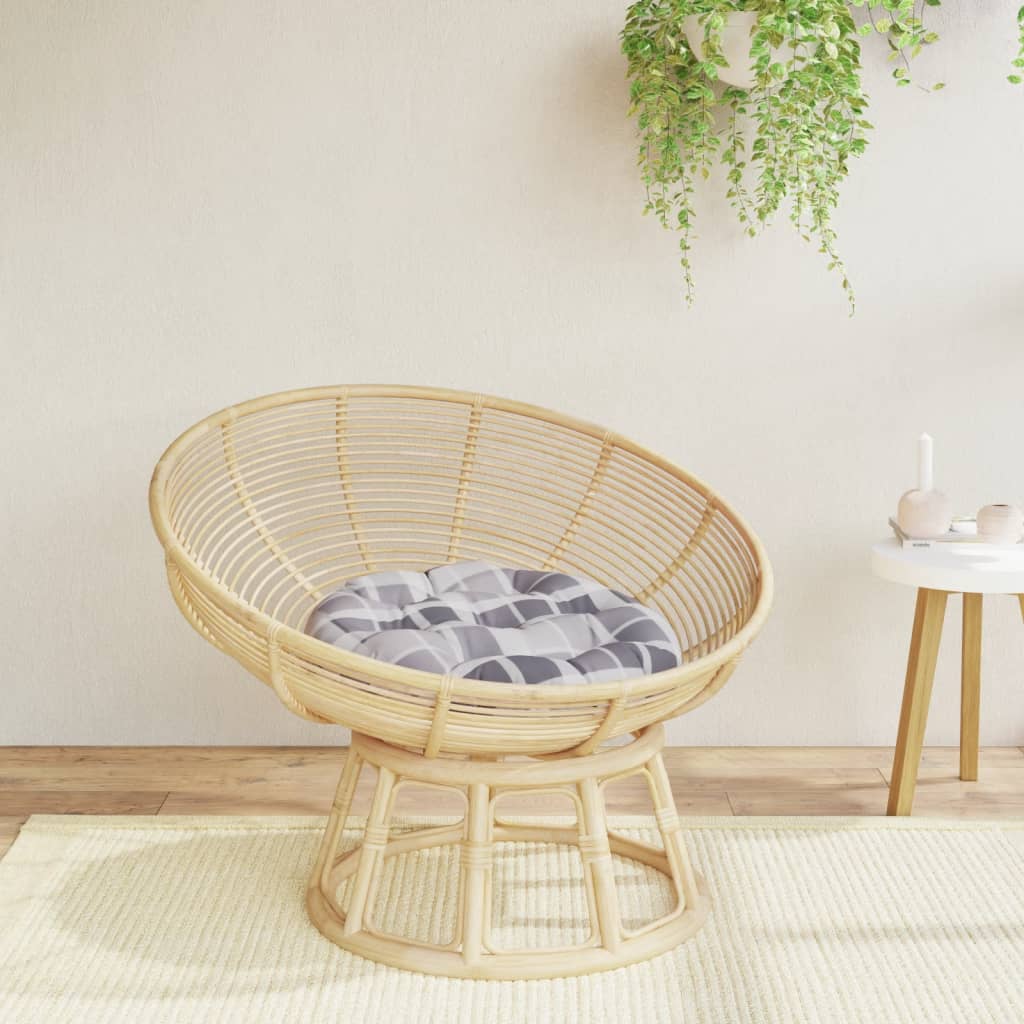 Cuscino Rotondo Grigio Motivo a Quadri Ø 60x11cm Tessuto Oxford | homemem39