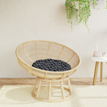 Cuscino Rotondo Nero Motivo a Quadri Ø 60x11cm Tessuto Oxford | homemem39