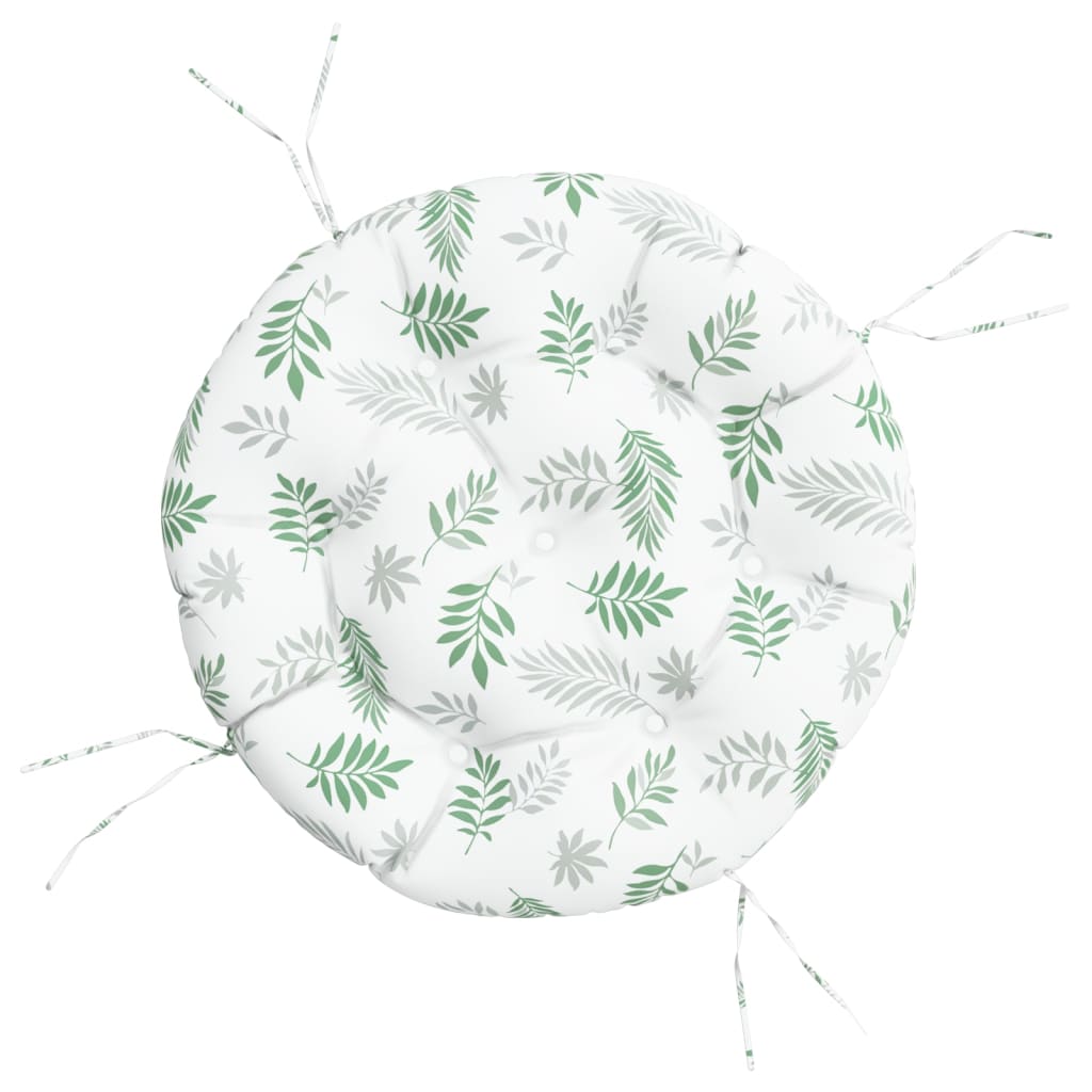 Cuscino Rotondo Motivo a Foglie Ø 60x11 cm in Tessuto Oxford | homemem39