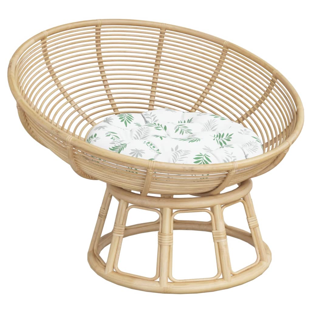 Cuscino Rotondo Motivo a Foglie Ø 60x11 cm in Tessuto Oxford | homemem39