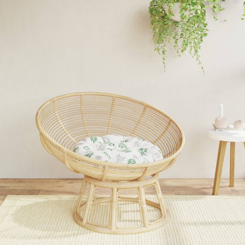 Cuscino Rotondo Motivo a Foglie Ø 60x11 cm in Tessuto Oxford | homemem39