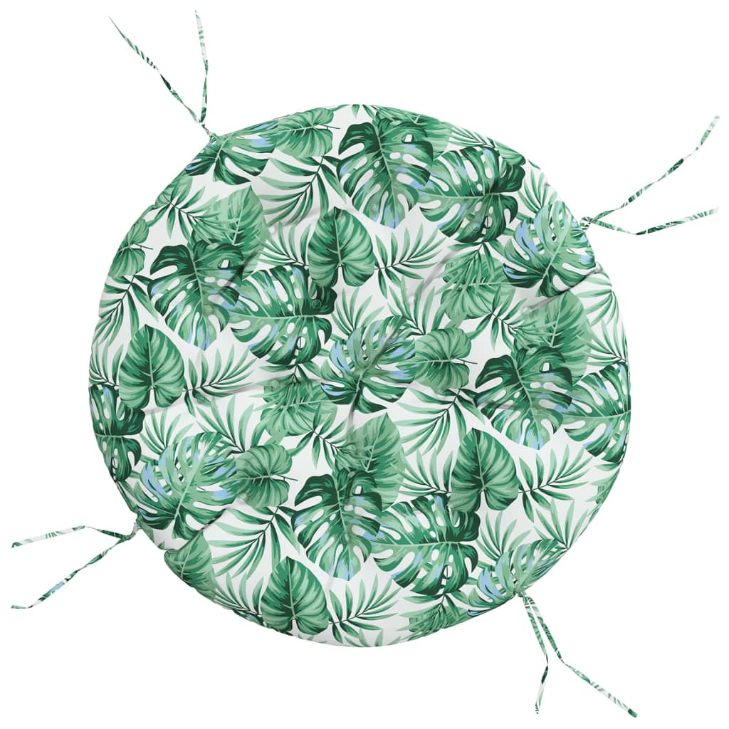 Cuscino Rotondo Motivo a Foglie Ø 100x11 cm in Tessuto Oxford | homemem39