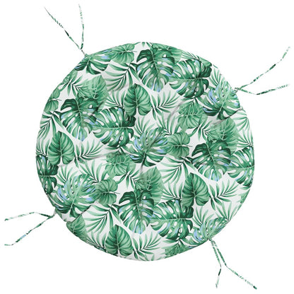 Cuscino Rotondo Motivo a Foglie Ø 100x11 cm in Tessuto Oxford | homemem39