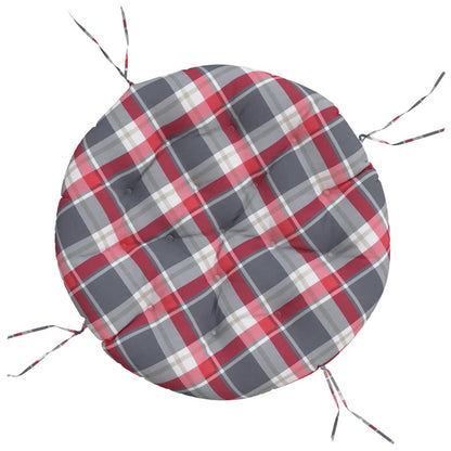 Cuscino Rotondo Rosso Motivo a Quadri Ø 100x11cm Tessuto Oxford | homemem39