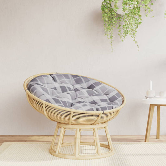 Cuscino Rotondo Grigio Motivo Quadri Ø 100x11 cm Tessuto Oxford