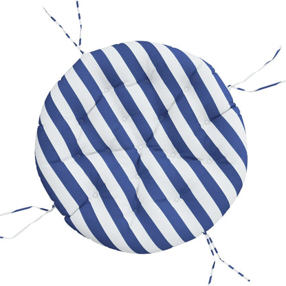 Cuscino Rotondo Righe Blu Bianche Ø 100x11 cm in Tessuto Oxford | homemem39