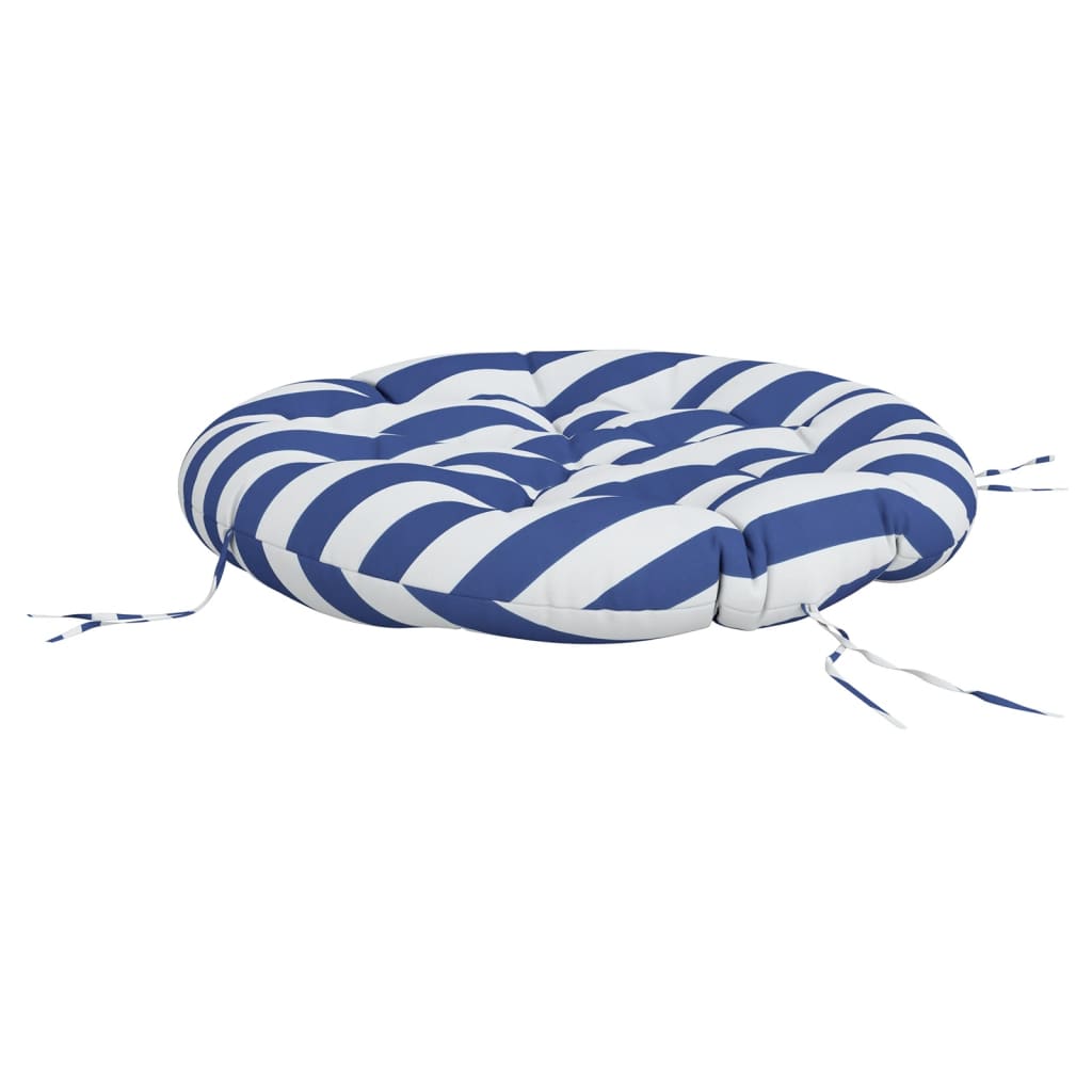 Cuscino Rotondo Righe Blu Bianche Ø 100x11 cm in Tessuto Oxford