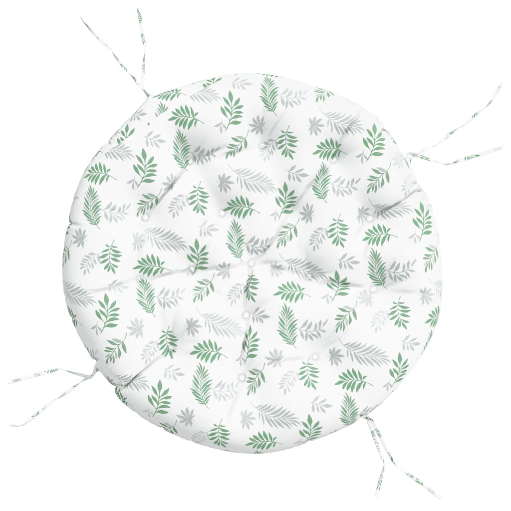 Cuscino Rotondo Motivo a Foglie Ø 100x11 cm in Tessuto Oxford | homemem39