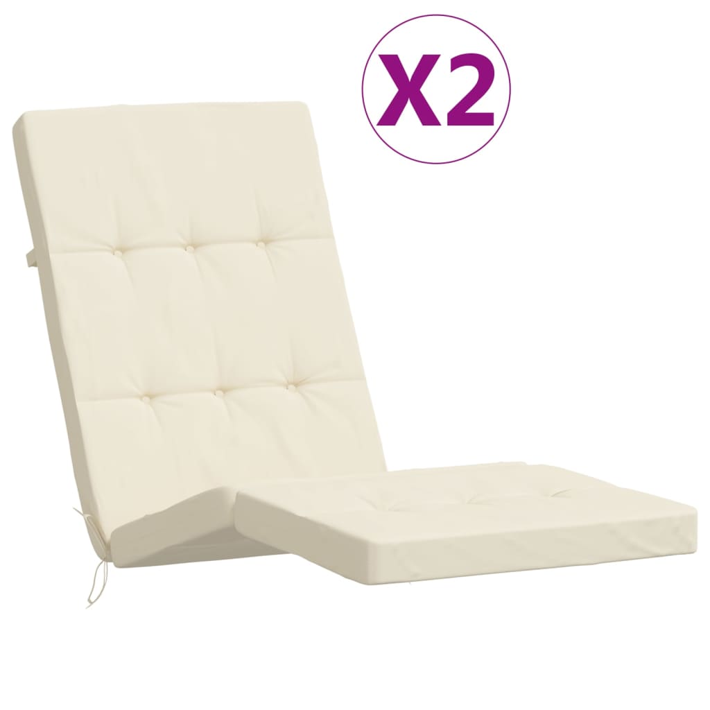 Cuscini per Sedia a Sdraio 2 pz Crema in Tessuto Oxford | homemem39