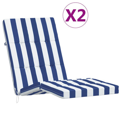 Cuscini Sedia a Sdraio 2pz Strisce Bianche e Blu Tessuto Oxford | homemem39