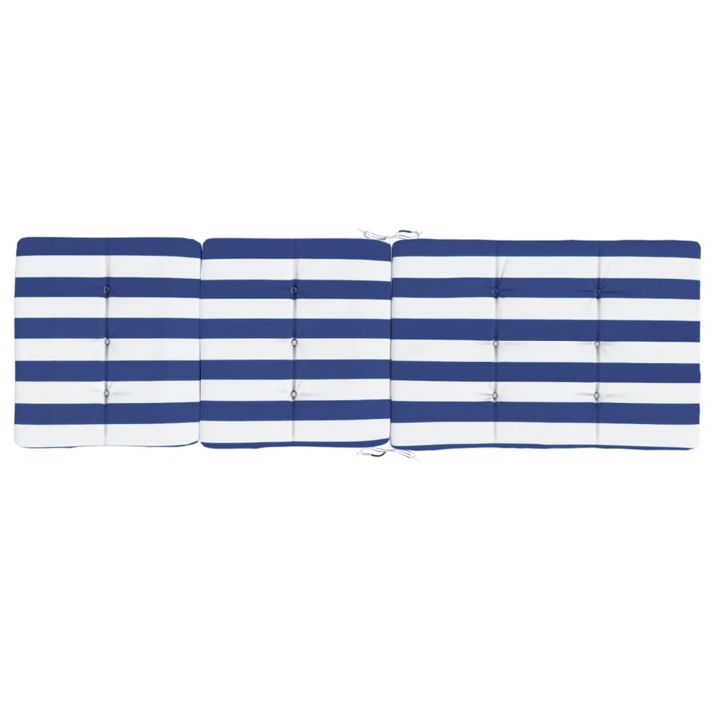 Cuscini Sedia a Sdraio 2pz Strisce Bianche e Blu Tessuto Oxford | homemem39