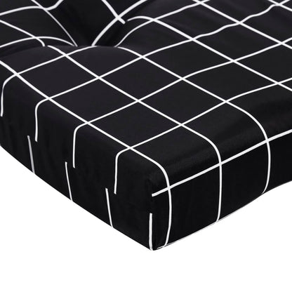 Cuscini Sedia Sdraio 2 pz Motivo Quadri Nero in Tessuto Oxford - homemem39