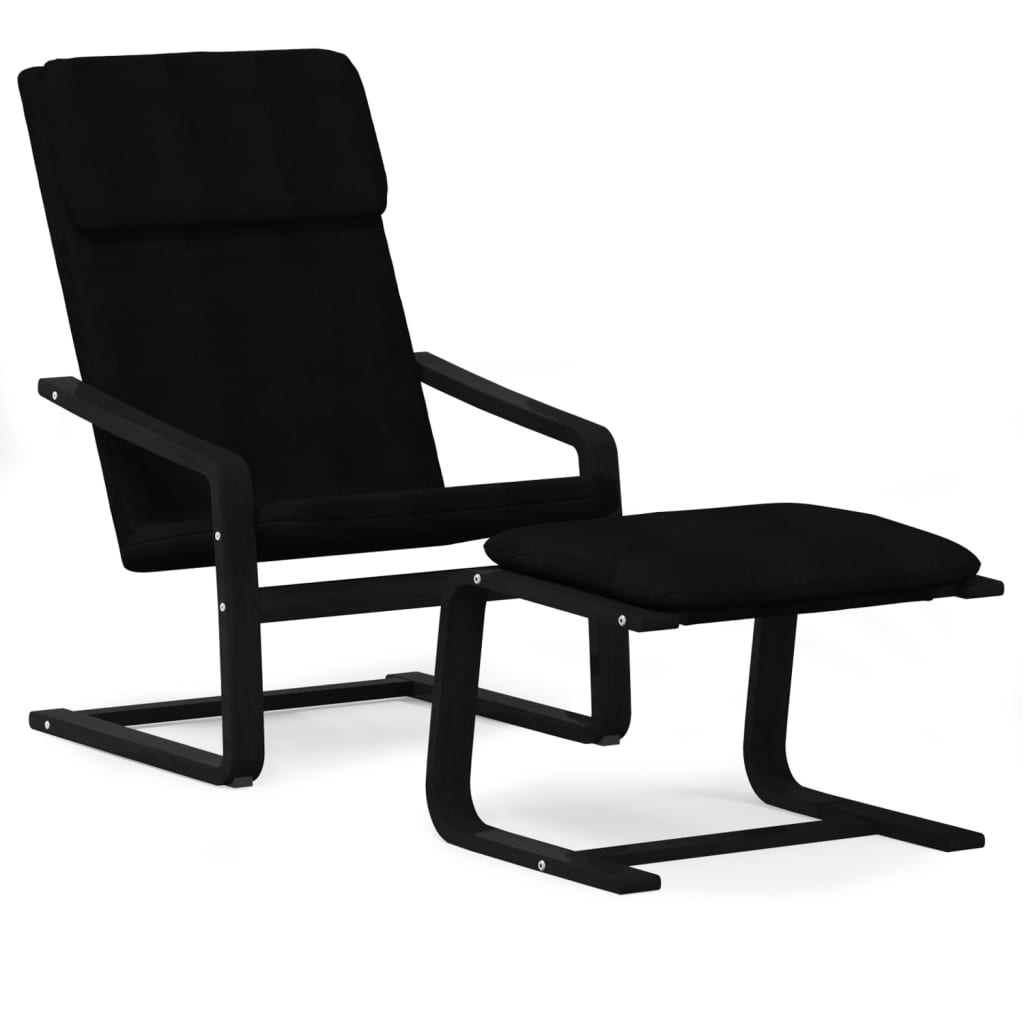 Poltrona Relax con Poggiapiedi Nera in Tessuto | homemem39