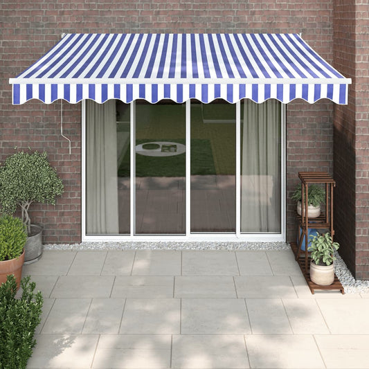 Tenda Sole Retrattile Blu e Bianca 3,5x2,5m Tessuto e Alluminio | homemem39