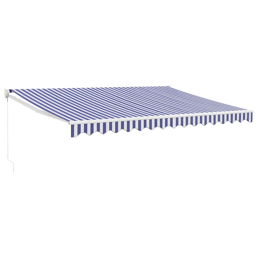 Tenda Sole Retrattile Blu e Bianca 4,5x3 m Tessuto e Alluminio - homemem39