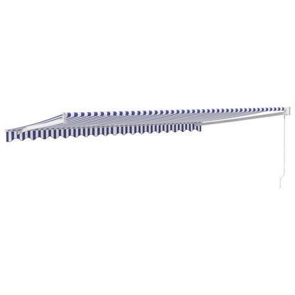Tenda da Sole Retrattile Blu e Bianca 5x3 m Tessuto e Alluminio
