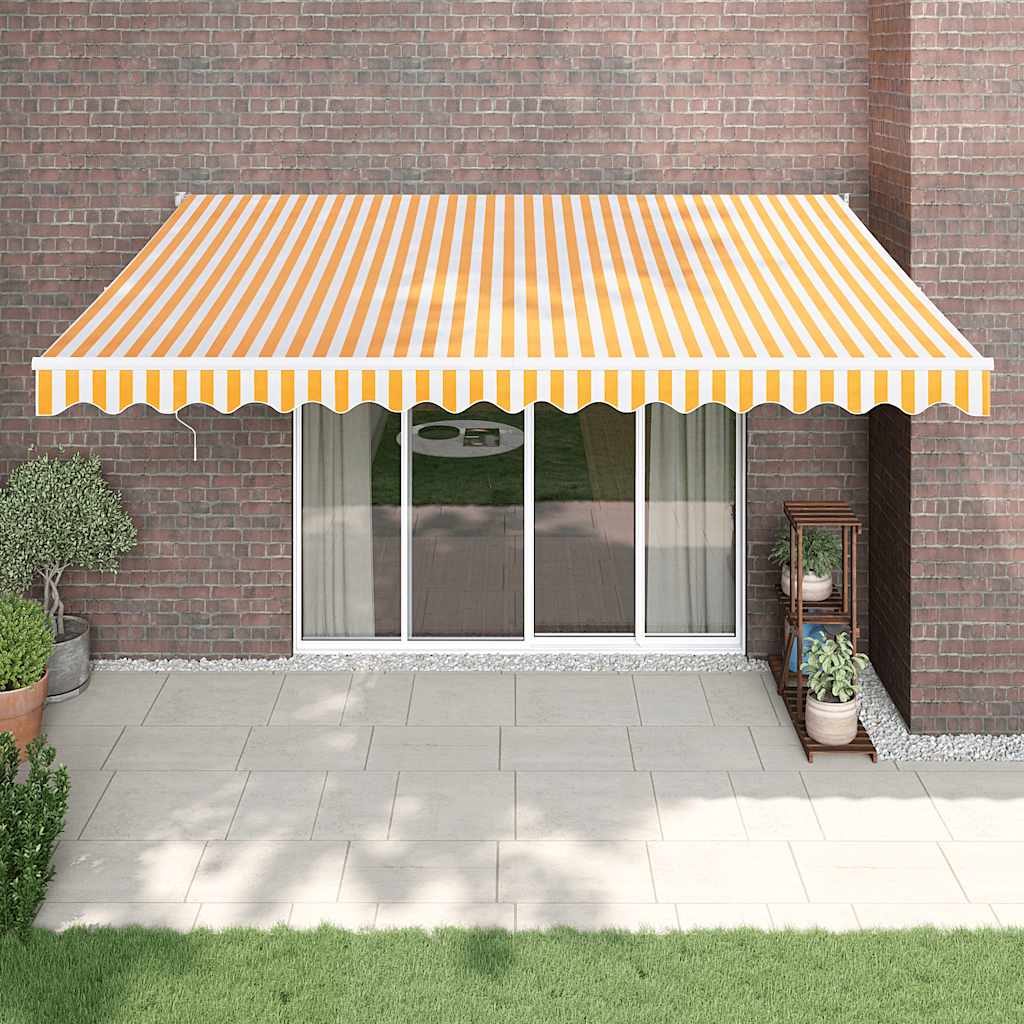 Tenda Sole Retrattile Gialla e Bianca 4x3 m Tessuto e Alluminio | homemem39
