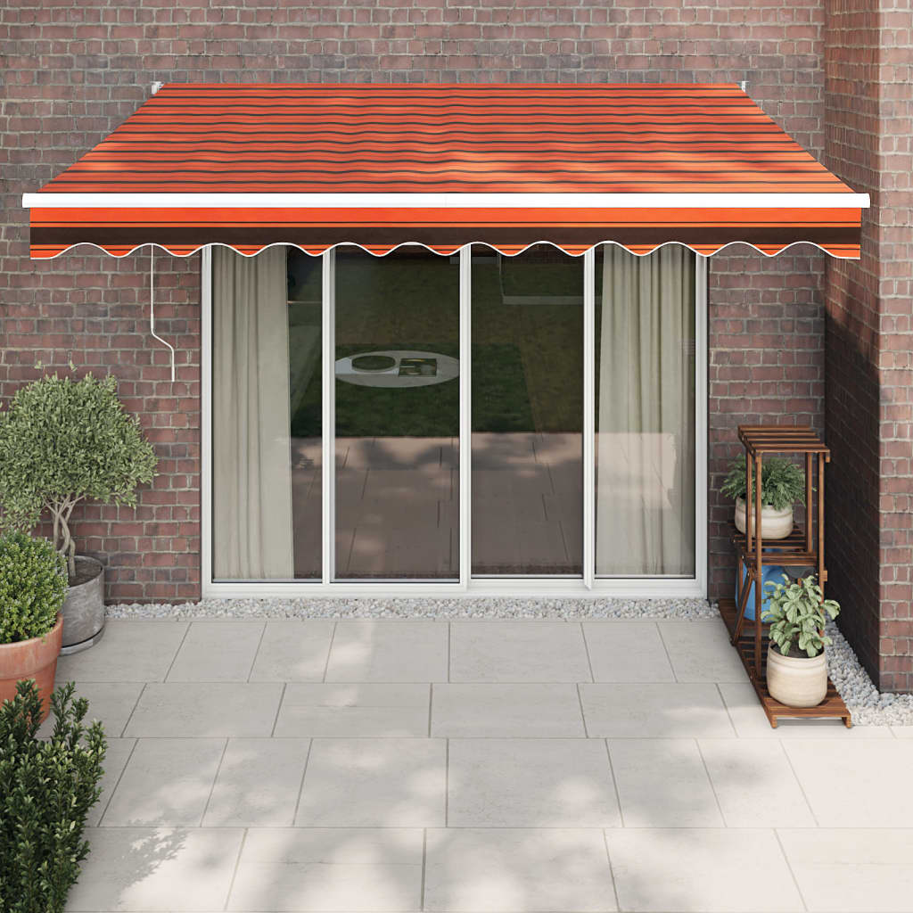 Tenda Retrattile Arancione e Marrone 3x2,5m Tessuto e Alluminio