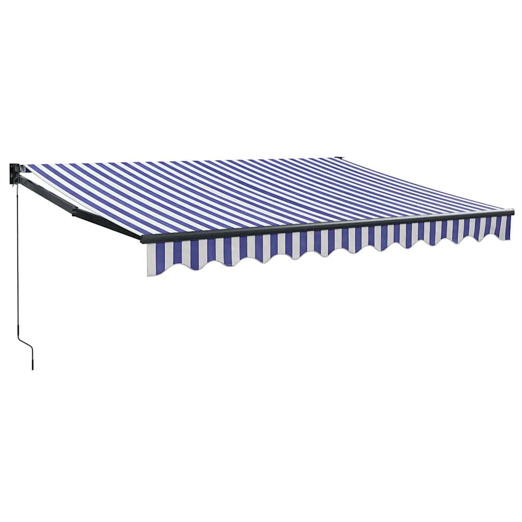 Tenda Sole Retrattile Blu e Bianca 3x2,5 m Tessuto e Alluminio | homemem39