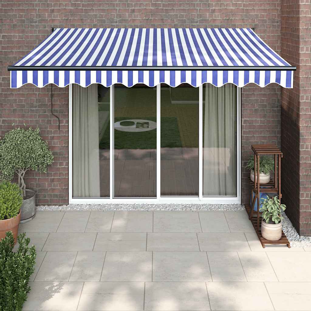Tenda Sole Retrattile Blu e Bianca 3x2,5 m Tessuto e Alluminio | homemem39