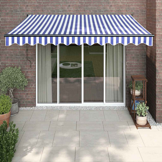 Tenda Sole Retrattile Blu e Bianca 3x2,5 m Tessuto e Alluminio | homemem39