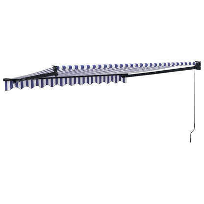Tenda Sole Retrattile Blu e Bianca 3,5x2,5m Tessuto e Alluminio | homemem39