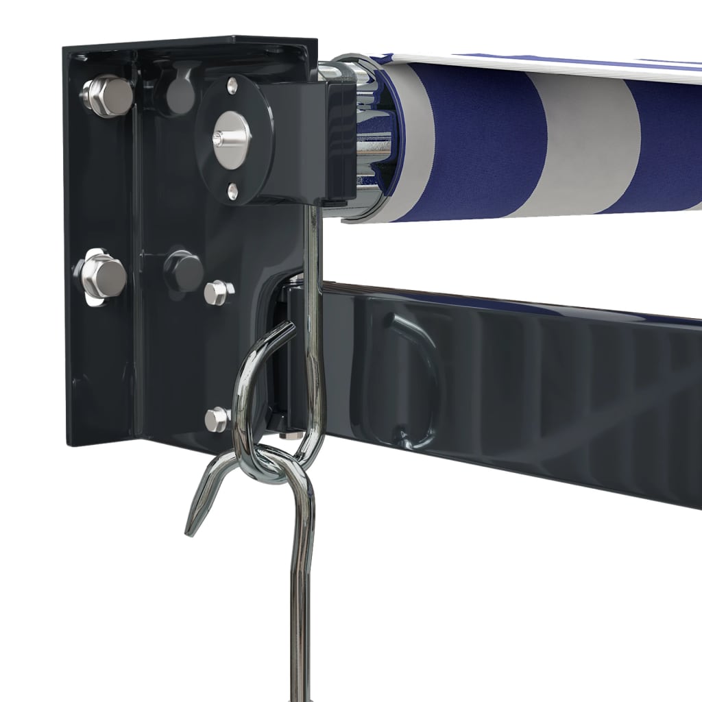 Tenda Sole Retrattile Blu e Bianca 3,5x2,5m Tessuto e Alluminio | homemem39