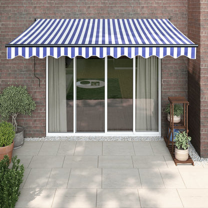 Tenda Sole Retrattile Blu e Bianca 3,5x2,5m Tessuto e Alluminio | homemem39