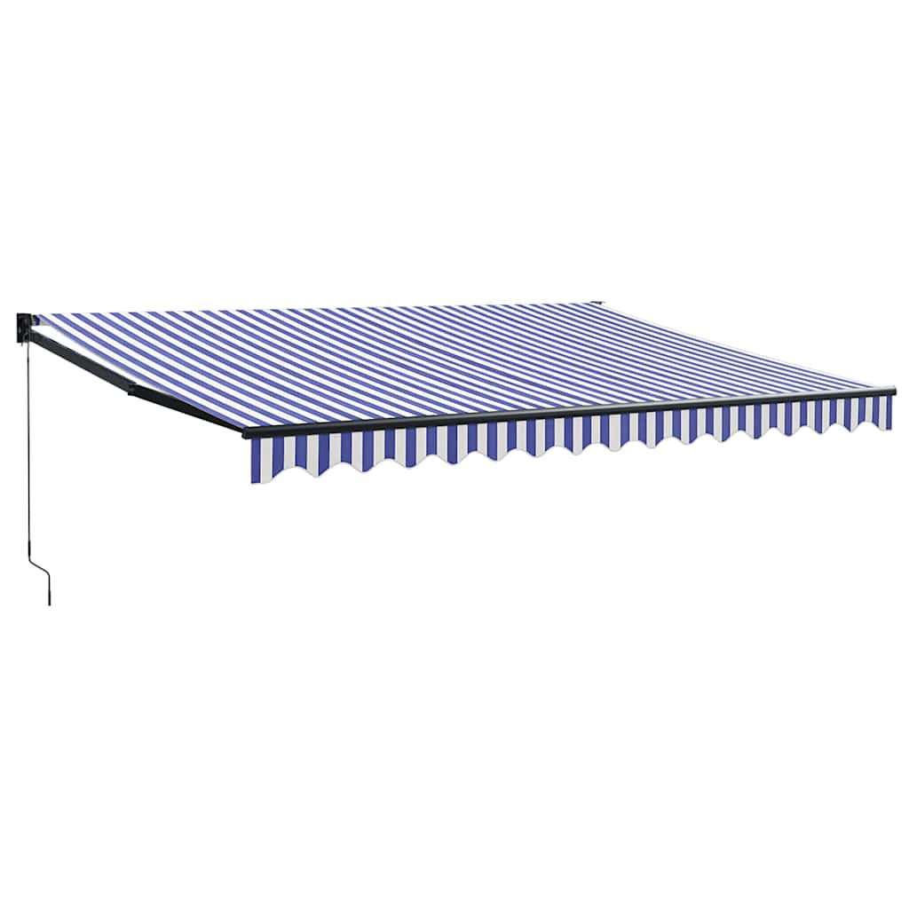 Tenda da Sole Retrattile Blu e Bianca 4x3 m Tessuto e Alluminio