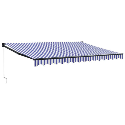 Tenda da Sole Retrattile Blu e Bianca 4x3 m Tessuto e Alluminio