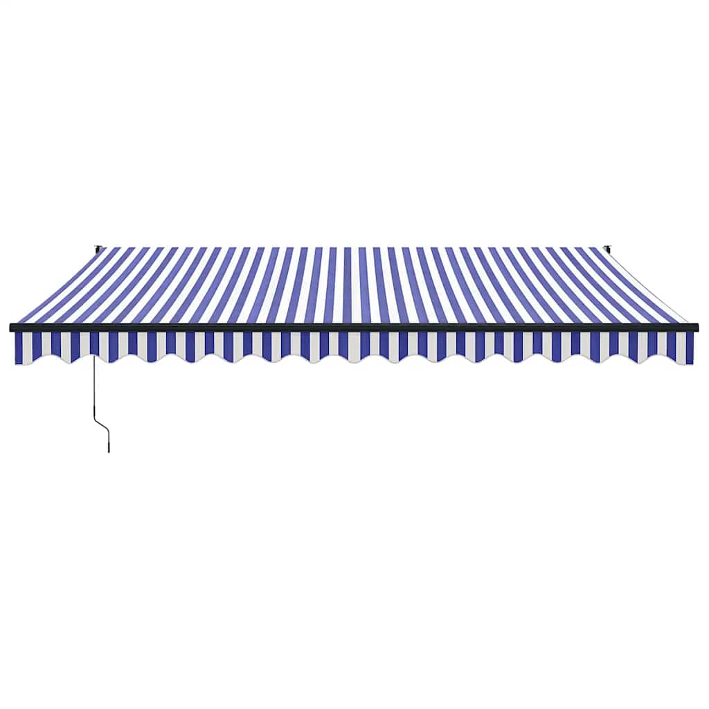 Tenda da Sole Retrattile Blu e Bianca 4x3 m Tessuto e Alluminio
