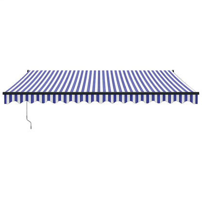 Tenda da Sole Retrattile Blu e Bianca 4x3 m Tessuto e Alluminio