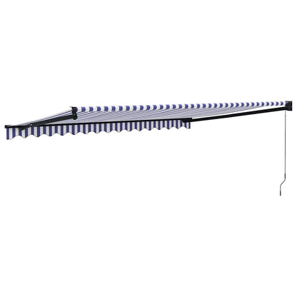 Tenda Sole Retrattile Blu e Bianca 4,5x3 m Tessuto e Alluminio | homemem39