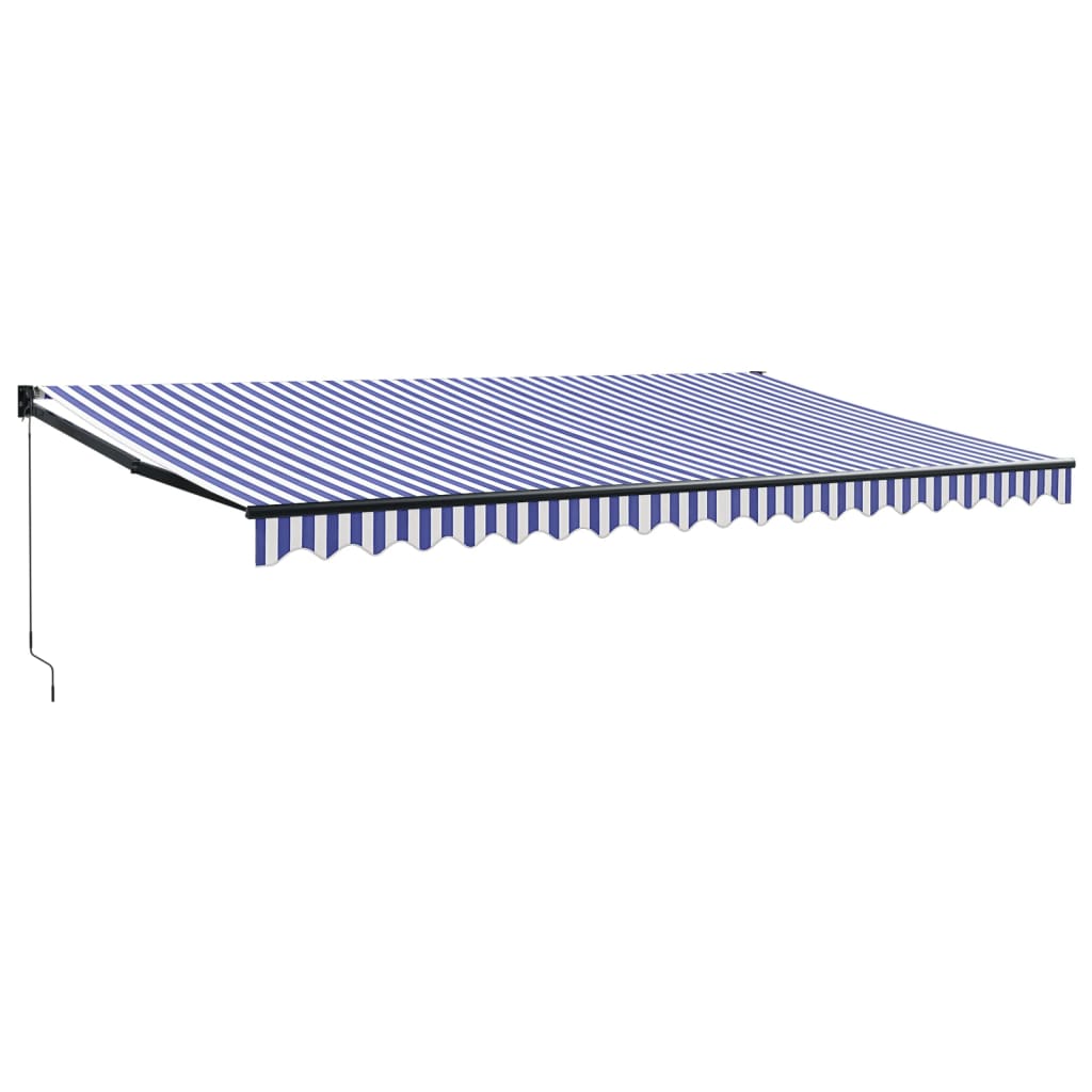 Tenda da Sole Retrattile Blu e Bianca 5x3 m Tessuto e Alluminio
