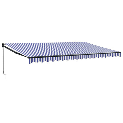 Tenda da Sole Retrattile Blu e Bianca 5x3 m Tessuto e Alluminio
