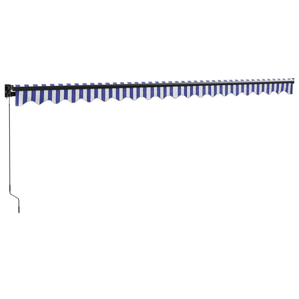 Tenda da Sole Retrattile Blu e Bianca 5x3 m Tessuto e Alluminio