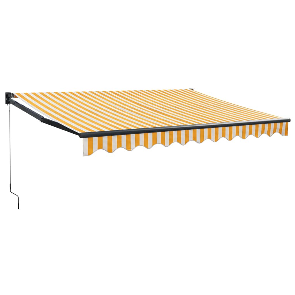 Tenda Retrattile Gialla e Bianca 3,5x2,5 m Tessuto e Alluminio | homemem39